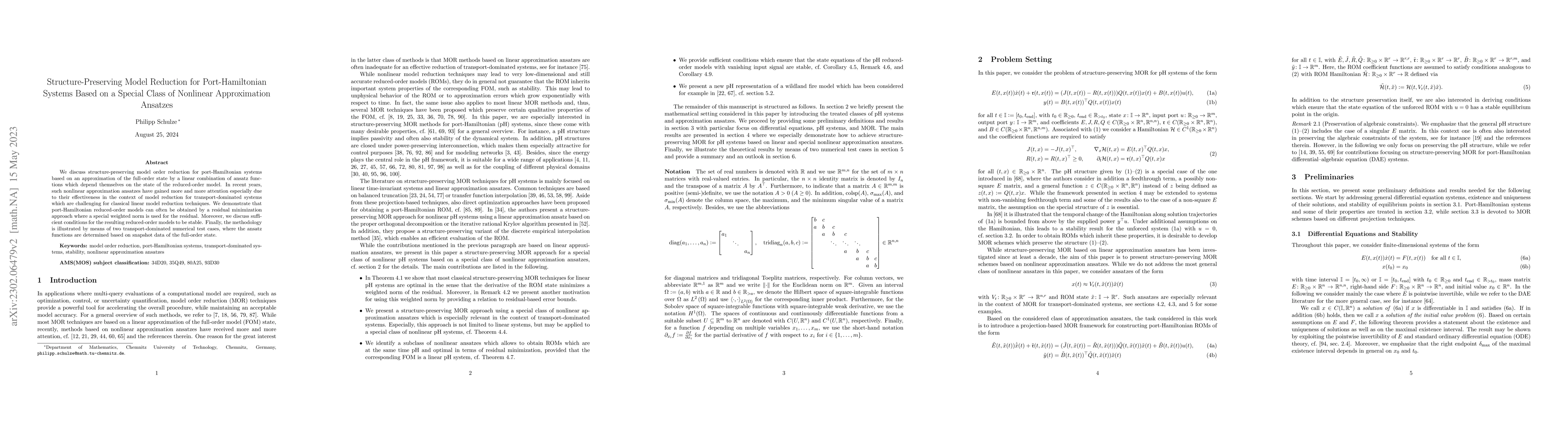 Thumbnail for Structure-Preserving Model Reduction for Port-Hamiltonian Systems Based
  on a Special Class of Nonlinear Approximation Ansatzes