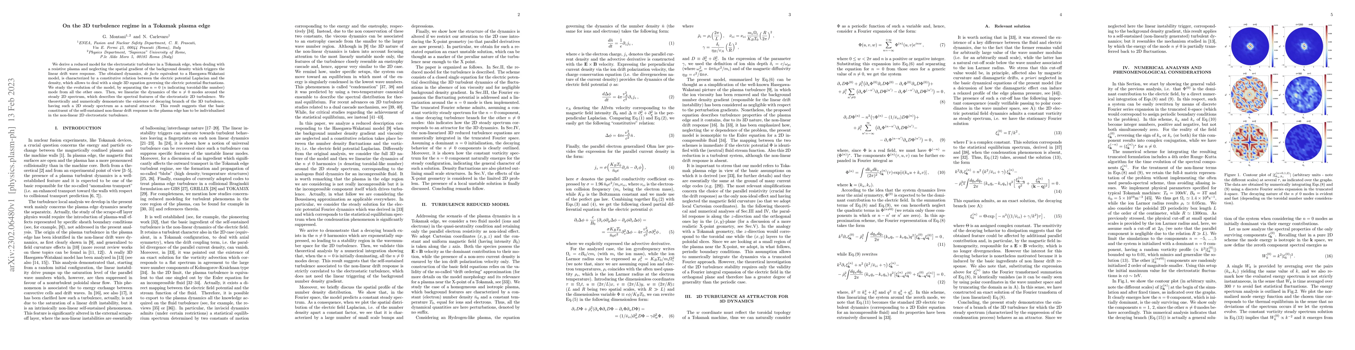 Thumbnail for On the 3D turbulence regime in a Tokamak plasma edge