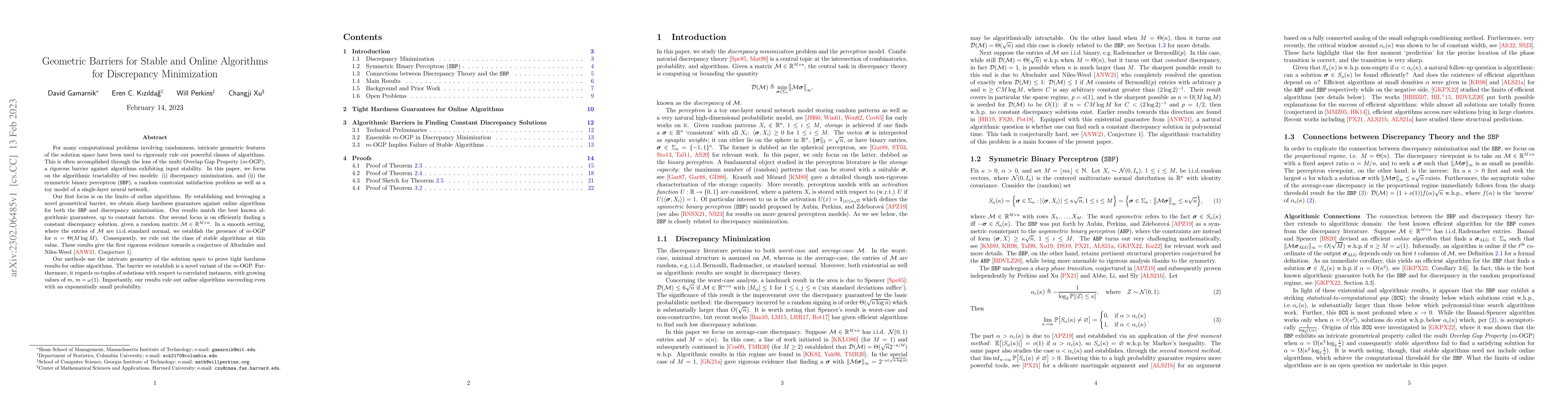 Thumbnail for Geometric Barriers for Stable and Online Algorithms for Discrepancy
  Minimization