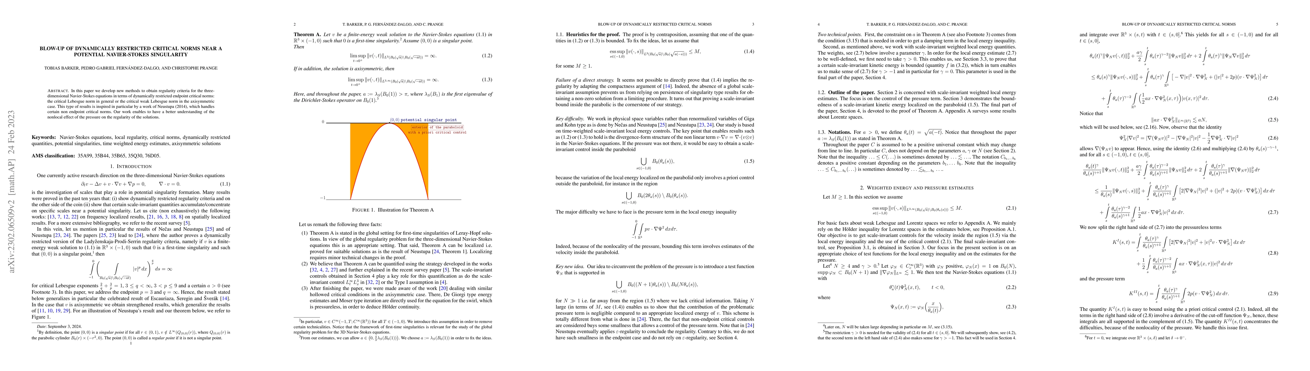 Thumbnail for Blow-up of dynamically restricted critical norms near a potential
  Navier-Stokes singularity