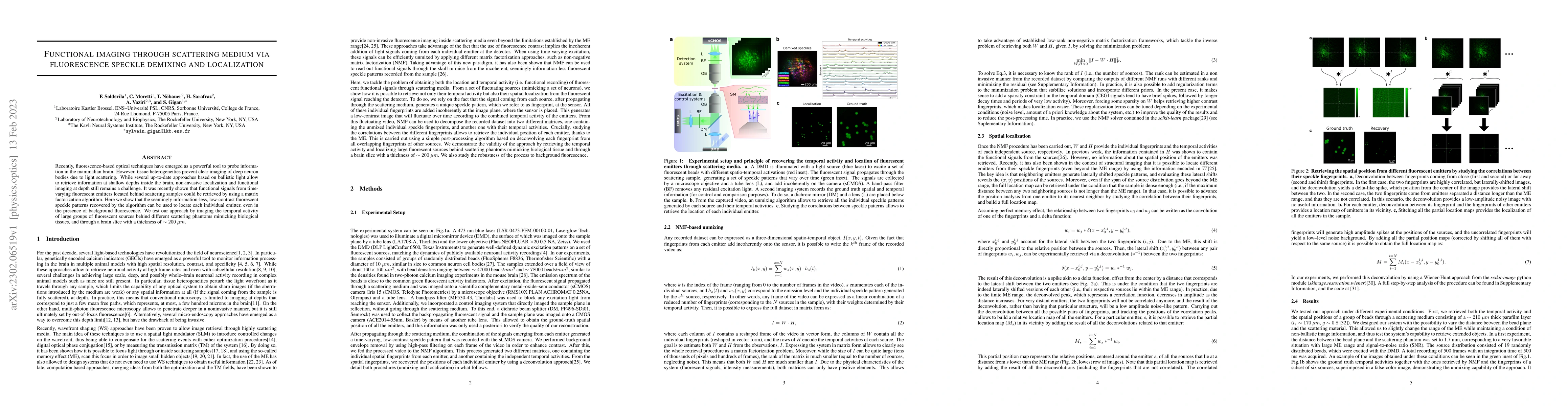 Thumbnail for Functional imaging through scattering medium via fluorescence speckle
  demixing and localization