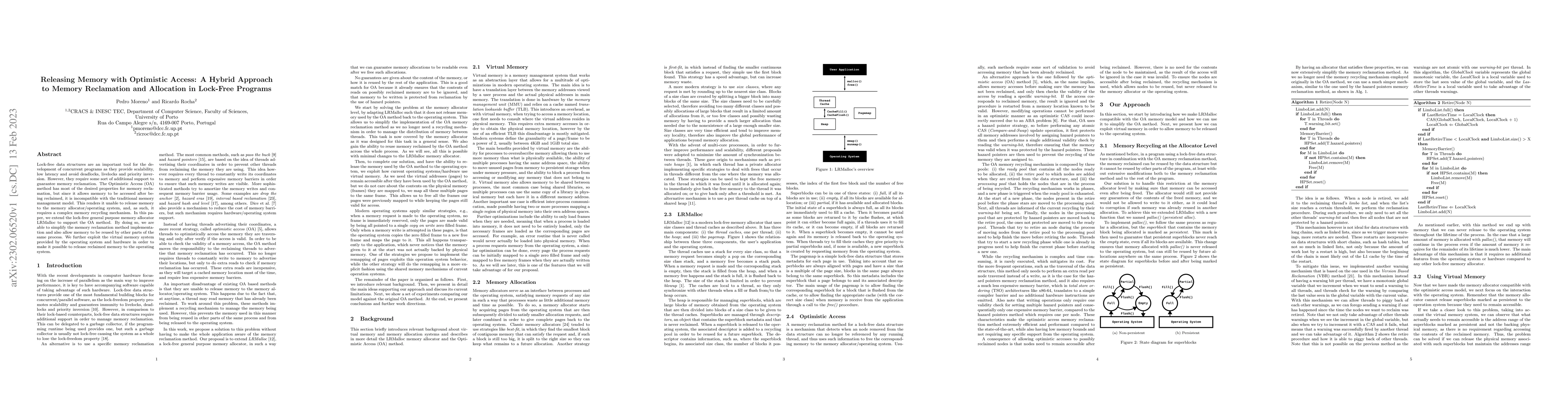 Thumbnail for Releasing Memory with Optimistic Access: A Hybrid Approach to Memory
  Reclamation and Allocation in Lock-Free Programs