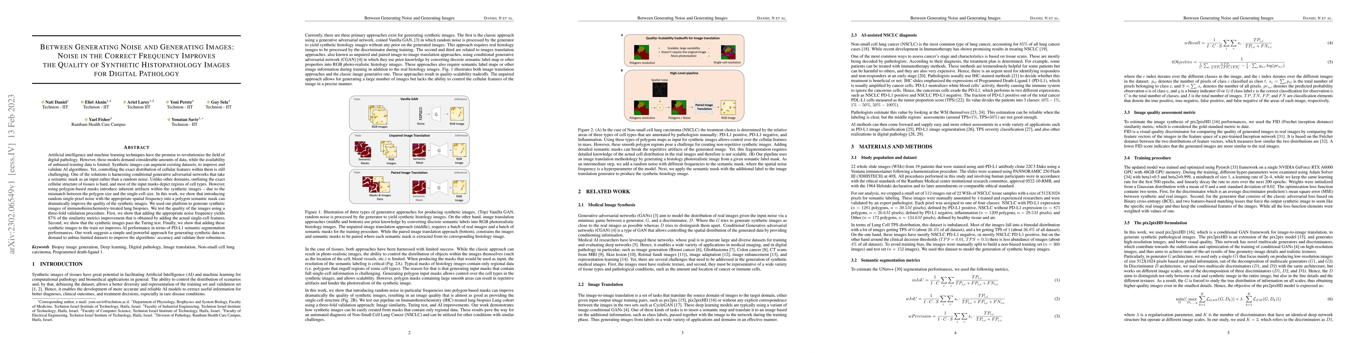 Thumbnail for Between Generating Noise and Generating Images: Noise in the Correct
  Frequency Improves the Quality of Synthetic Histopathology Images for Digital
  Pathology