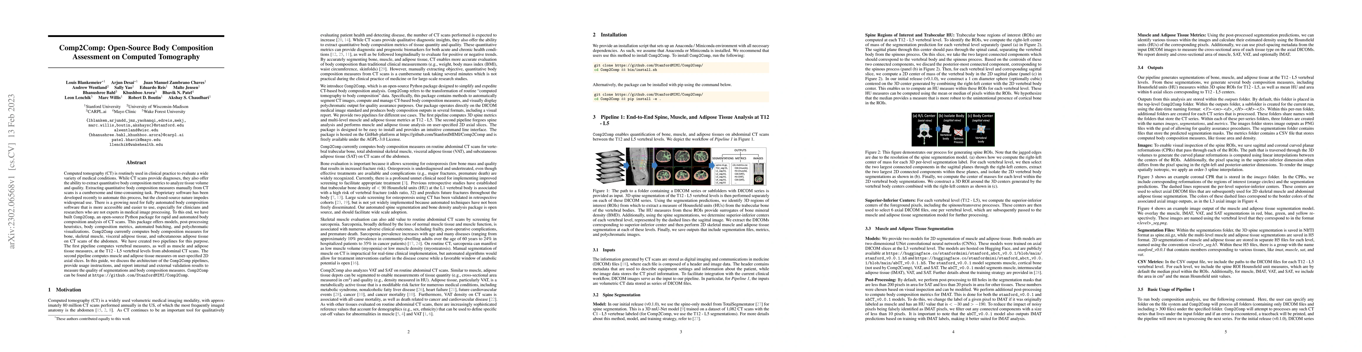 Thumbnail for Comp2Comp: Open-Source Body Composition Assessment on Computed
  Tomography