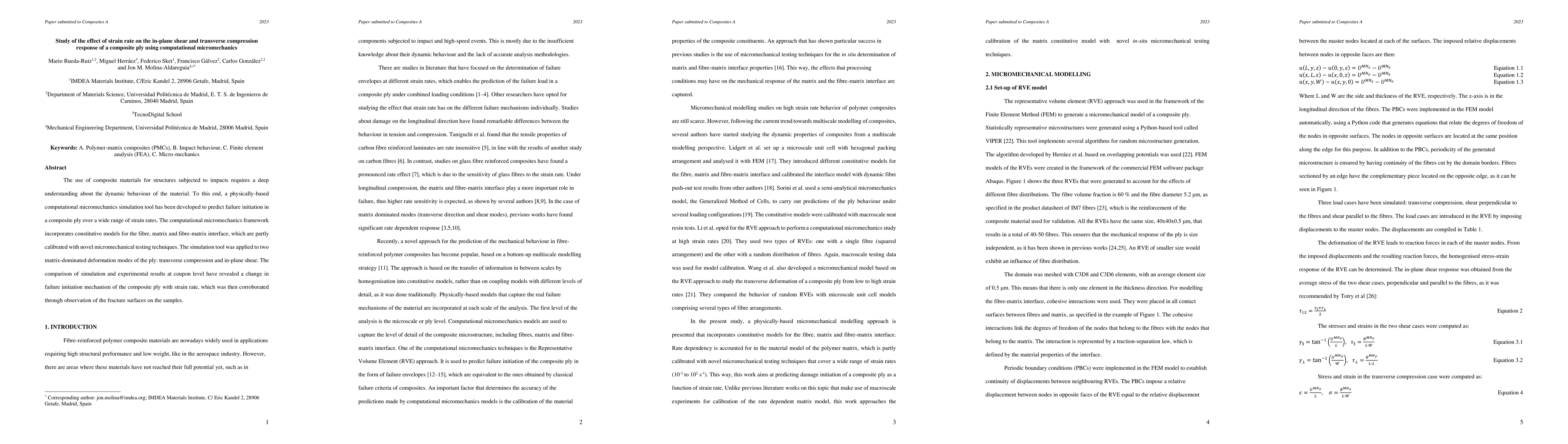 Thumbnail for Study of the effect of strain rate on the in-plane shear and transverse
  compression response of a composite ply using computational micromechanics