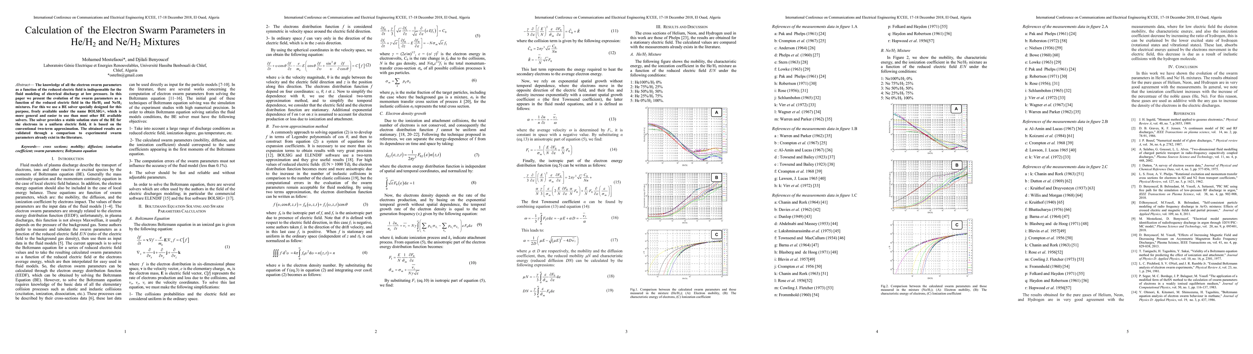 Thumbnail for Calculation of the Electron Swarm Parameters in He/H2 and Ne/H2 Mixtures
