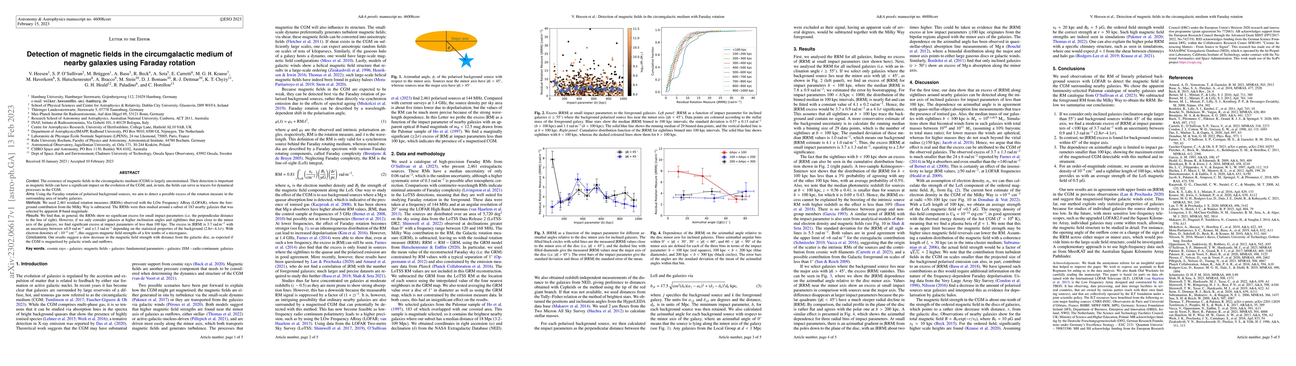 Thumbnail for Detection of magnetic fields in the circumgalactic medium of nearby
  galaxies using Faraday rotation