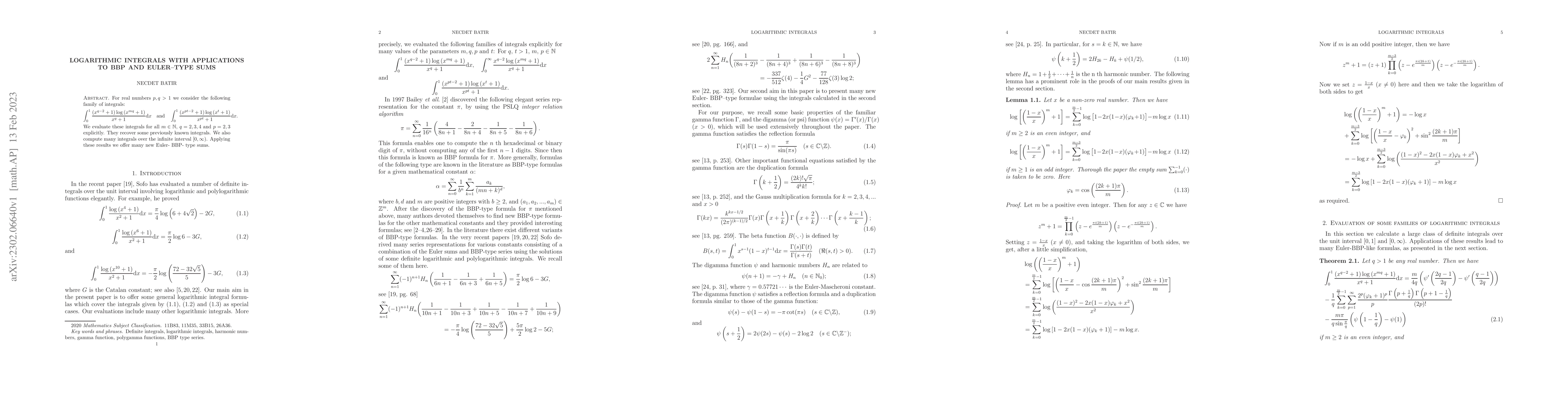 Thumbnail for Logarithmic integrals with applications to BBP and Euler-type sums