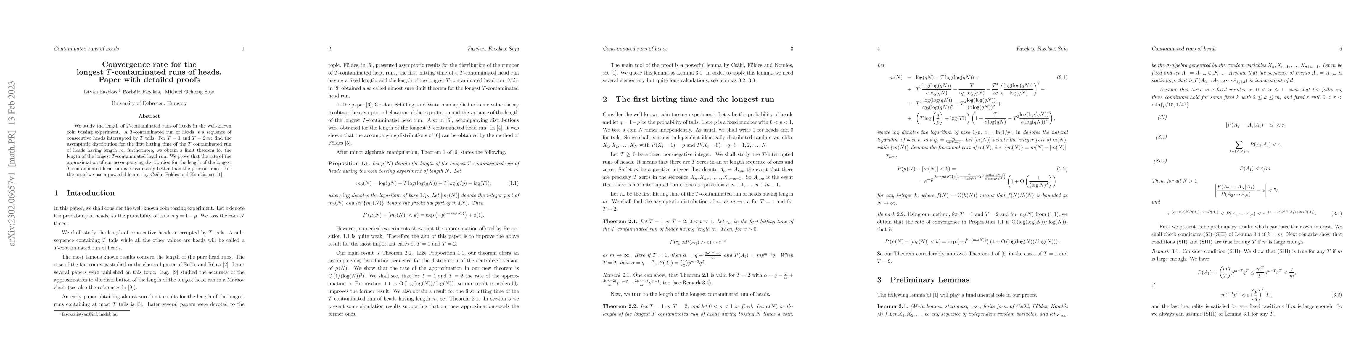 Thumbnail for Convergence rate for the longest T-contaminated runs of heads. Paper
  with detailed proofs