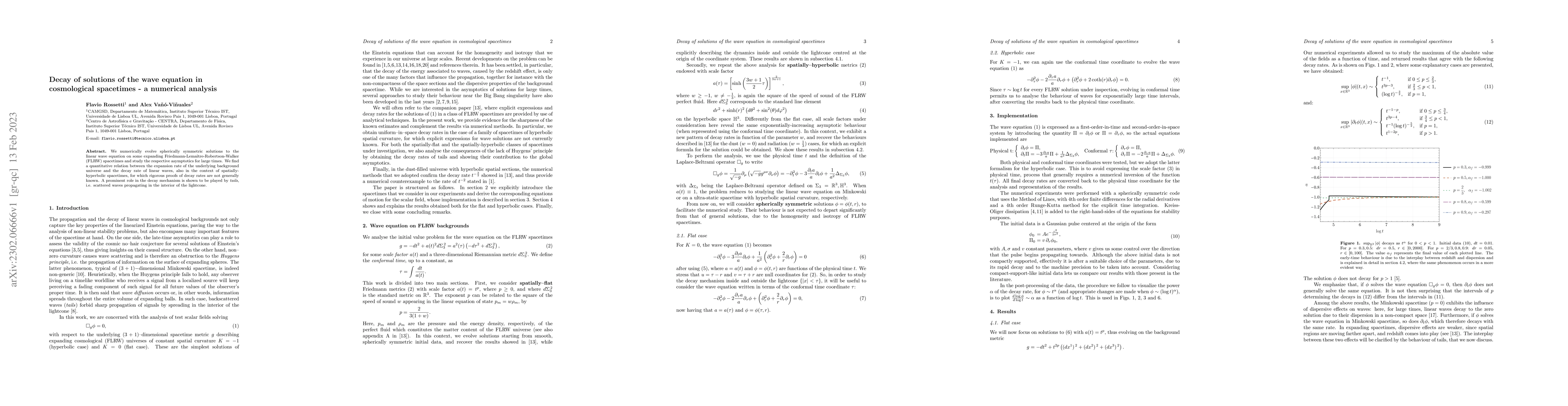 Thumbnail for Decay of solutions of the wave equation in cosmological spacetimes -- a
  numerical analysis