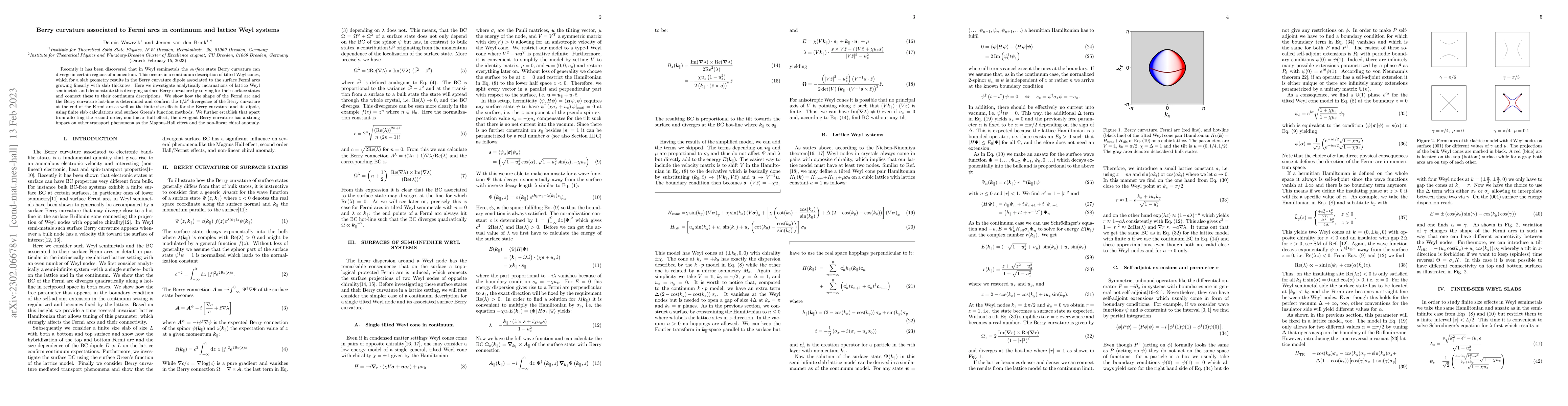 Thumbnail for Berry curvature associated to Fermi arcs in continuum and lattice Weyl
  systems