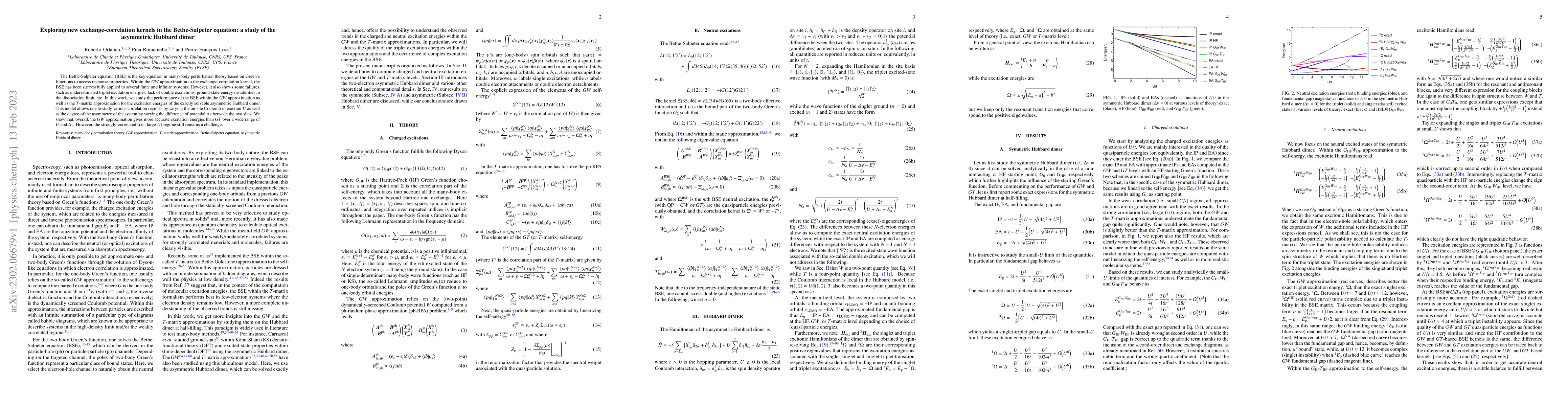 Thumbnail for Exploring new exchange-correlation kernels in the Bethe-Salpeter
  equation: a study of the asymmetric Hubbard dimer