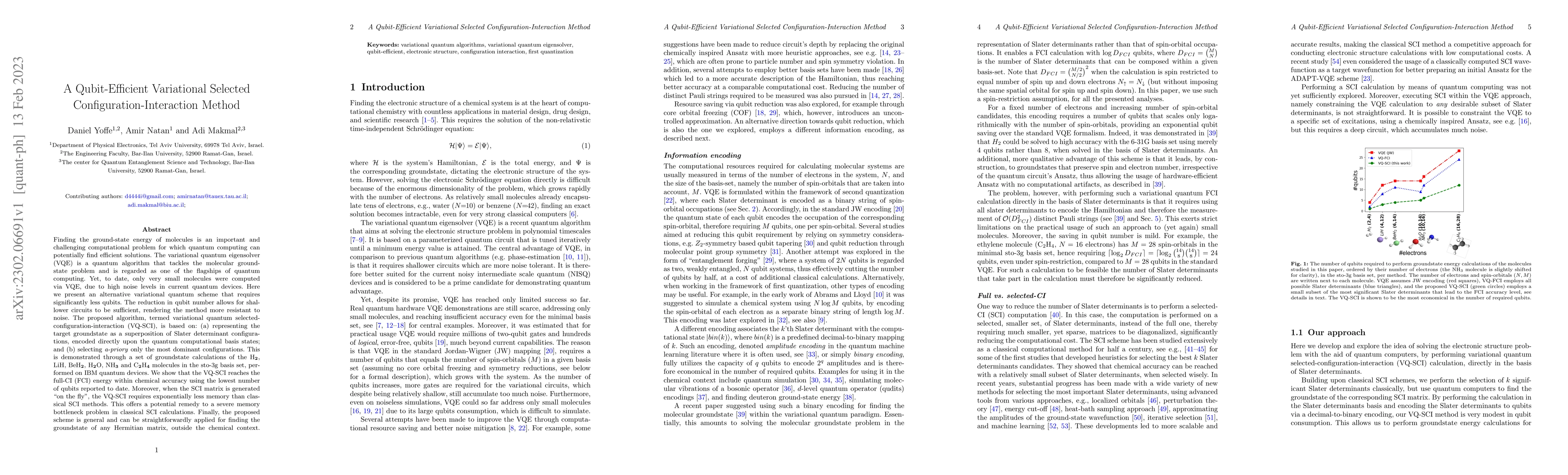 Thumbnail for A Qubit-Efficient Variational Selected Configuration-Interaction Method