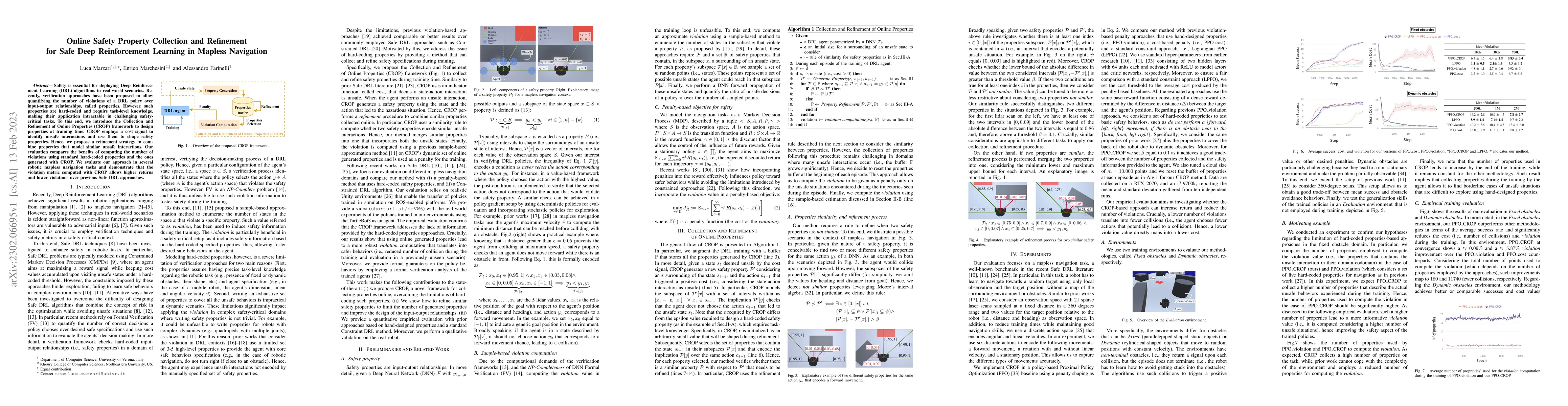 Thumbnail for Online Safety Property Collection and Refinement for Safe Deep
  Reinforcement Learning in Mapless Navigation