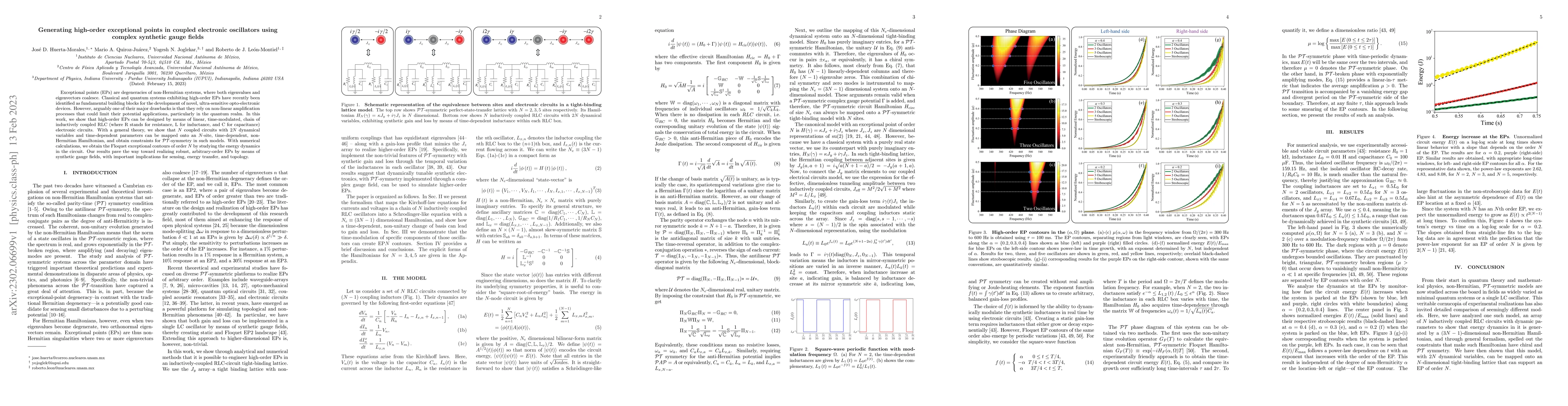 Thumbnail for Generating high-order exceptional points in coupled electronic
  oscillators using complex synthetic gauge fields