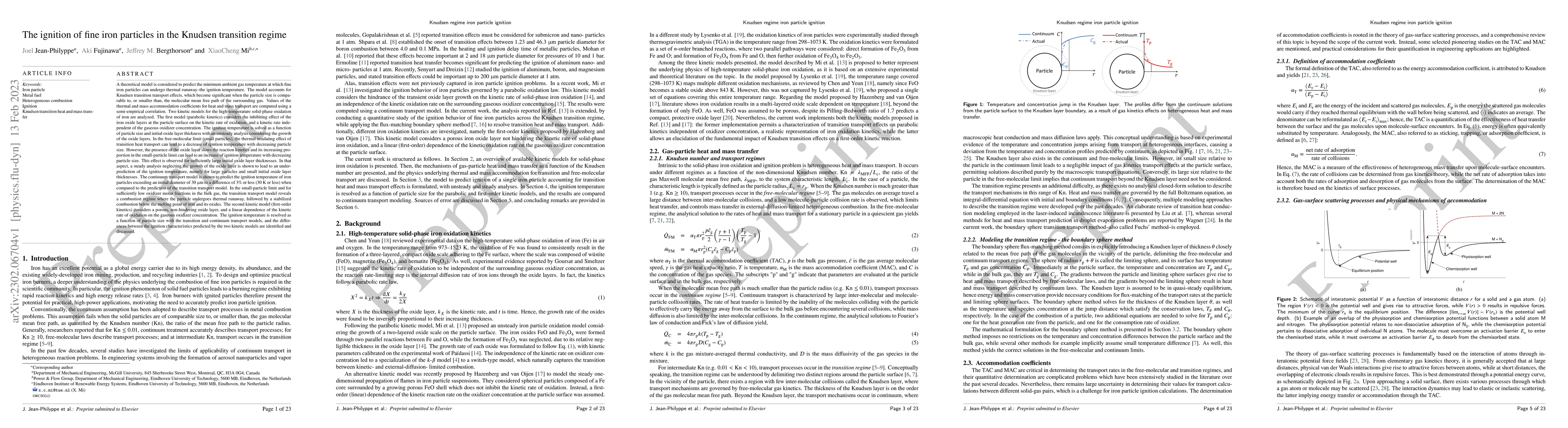 Thumbnail for The ignition of fine iron particles in the Knudsen transition regime