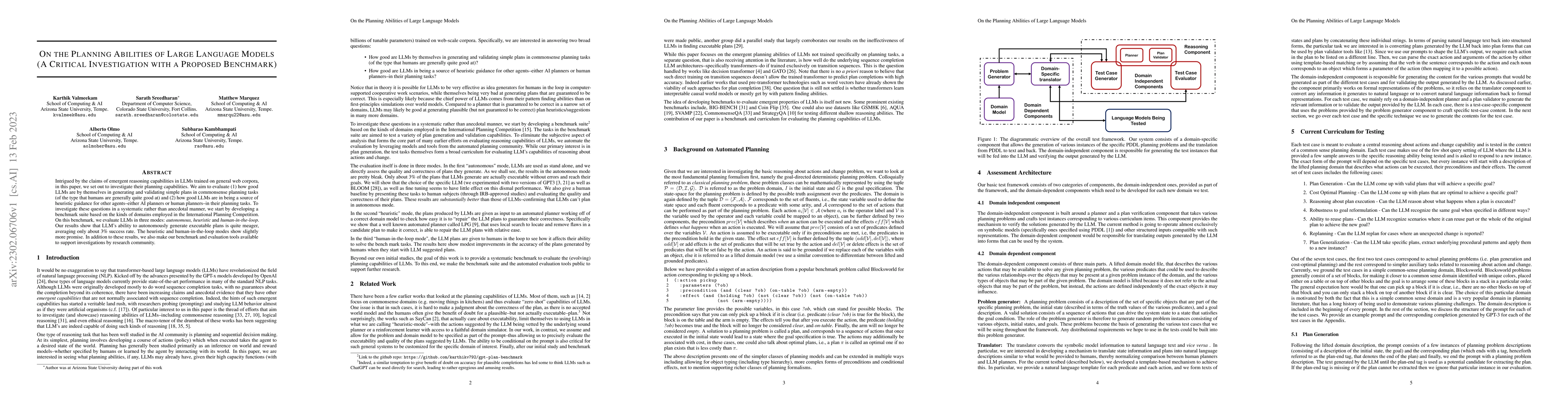 Thumbnail for On the Planning Abilities of Large Language Models (A Critical
  Investigation with a Proposed Benchmark)