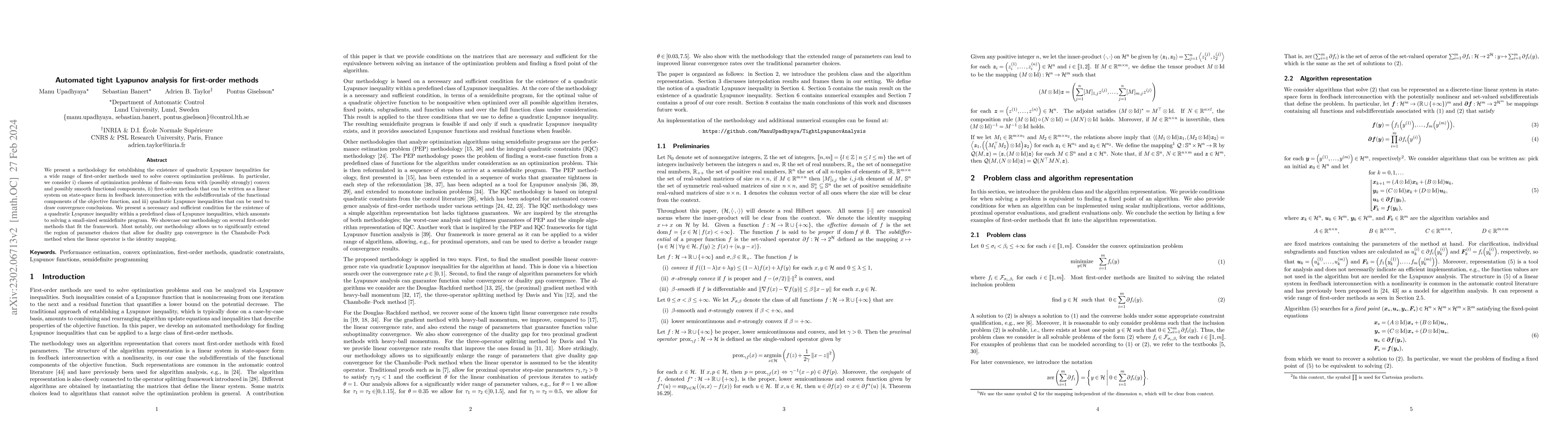 Thumbnail for Automated tight Lyapunov analysis for first-order methods