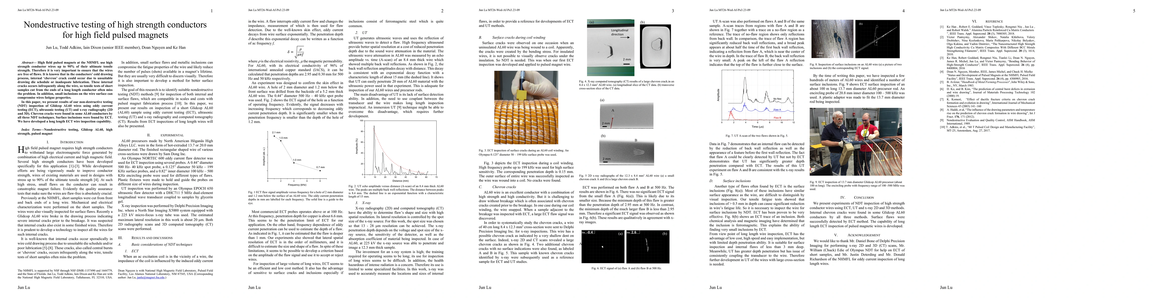 Thumbnail for Nondestructive testing of high strength conductors for high field pulsed
  magnets