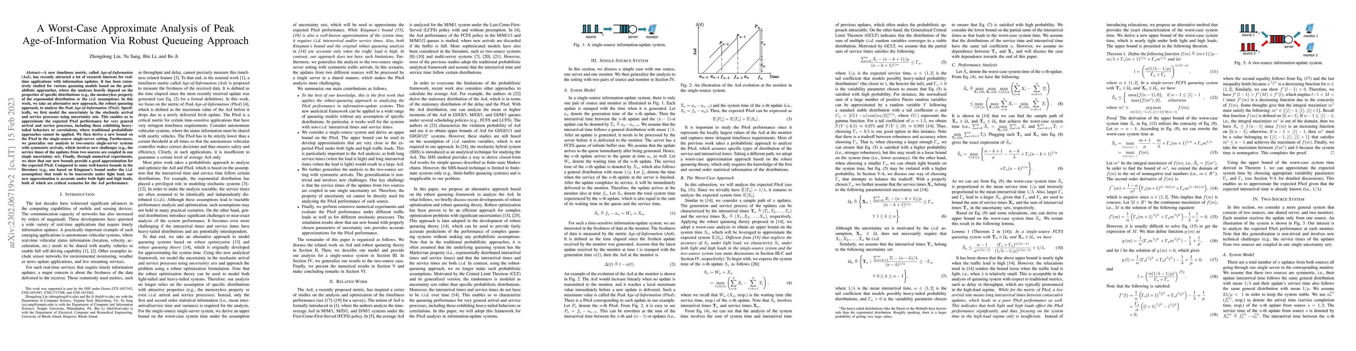 Thumbnail for A Worst-Case Approximate Analysis of Peak Age-of-Information Via Robust
  Queueing Approach