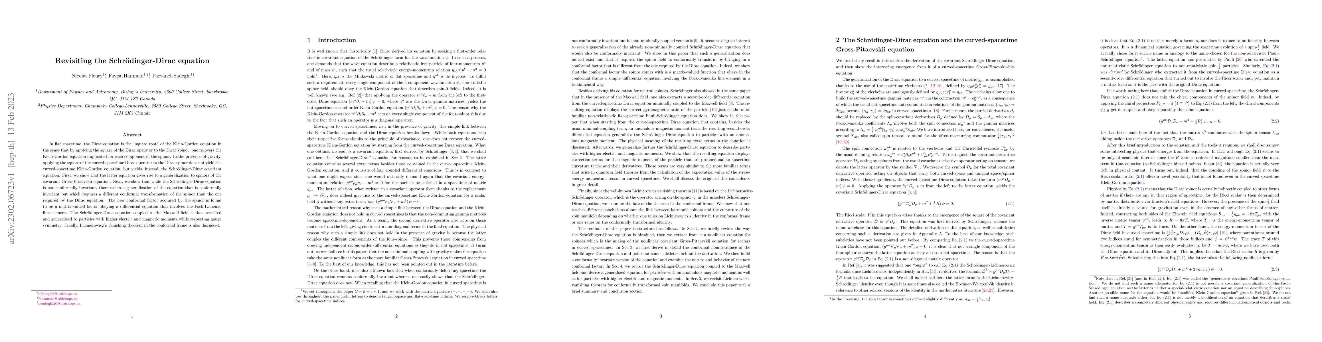 Thumbnail for Revisiting the Schr\"odinger-Dirac equation
