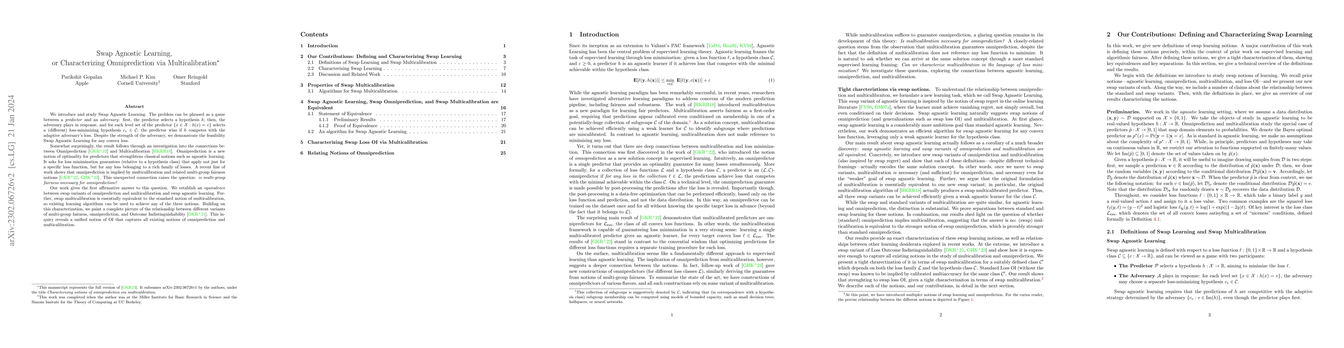 Thumbnail for Swap Agnostic Learning, or Characterizing Omniprediction via
  Multicalibration