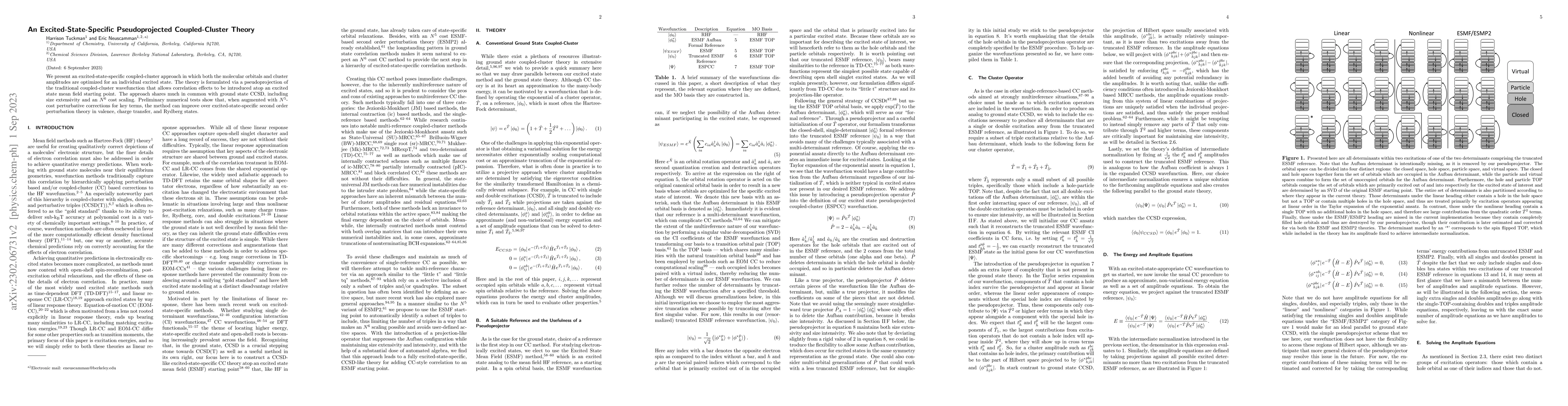 Thumbnail for An Excited-State-Specific Pseudoprojected Coupled-Cluster Theory