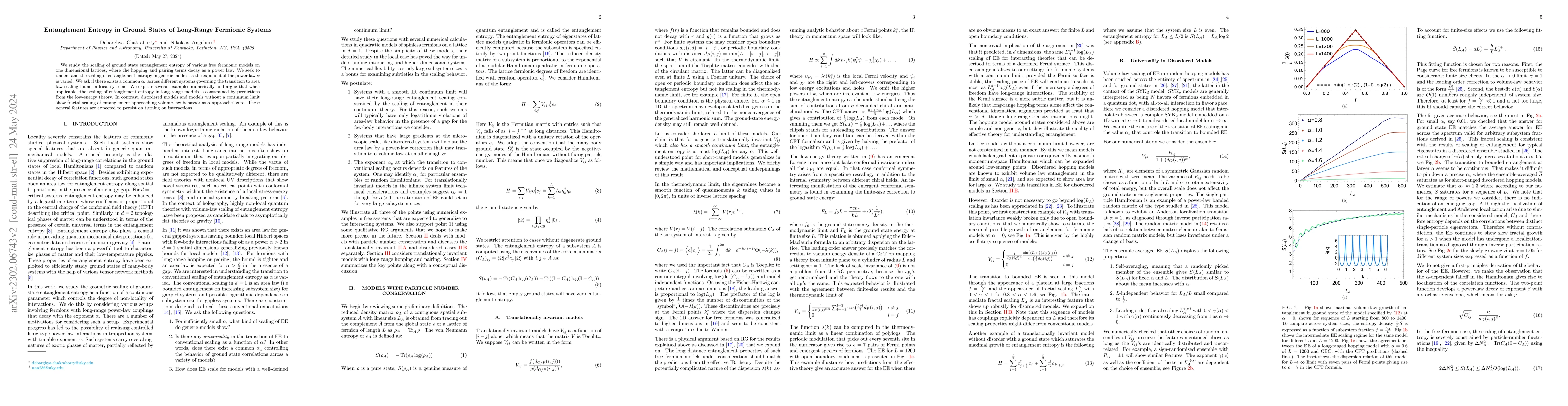 Thumbnail for Entanglement Entropy in Ground States of Long-Range Fermionic Systems