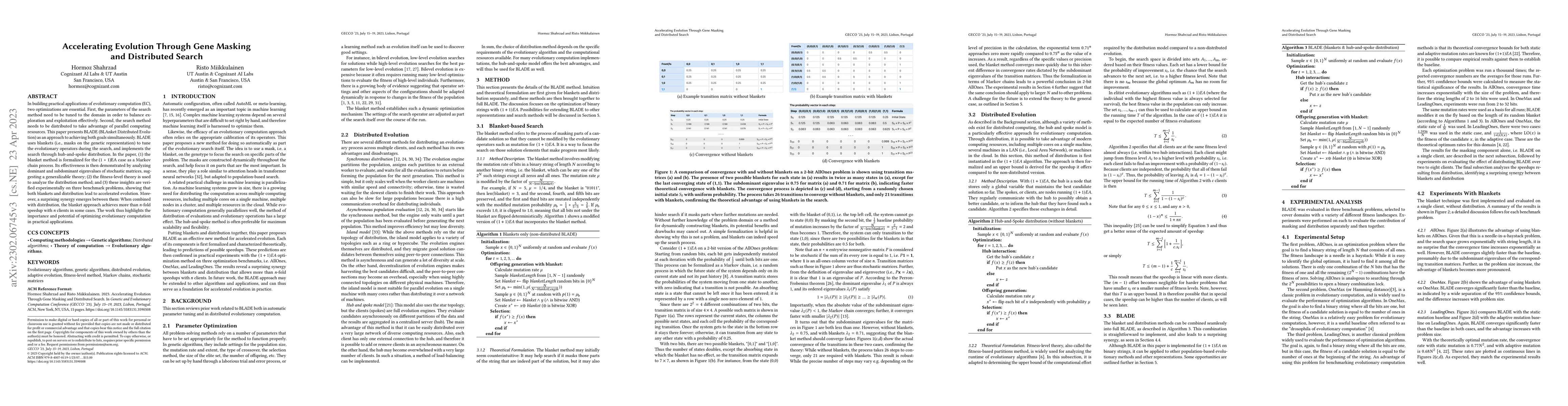 Thumbnail for Accelerating Evolution Through Gene Masking and Distributed Search