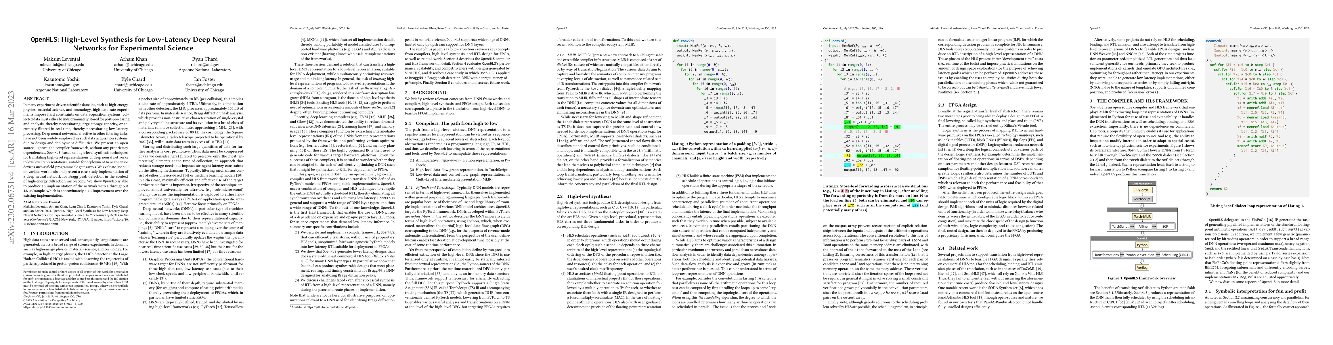 Thumbnail for OpenHLS: High-Level Synthesis for Low-Latency Deep Neural Networks for
  Experimental Science