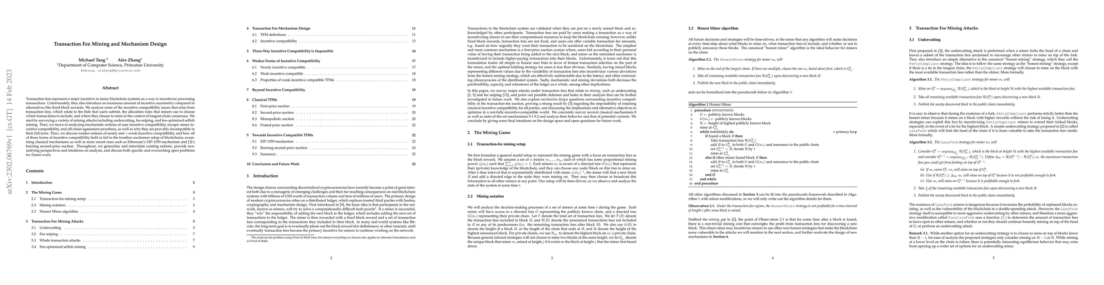 Thumbnail for Transaction Fee Mining and Mechanism Design