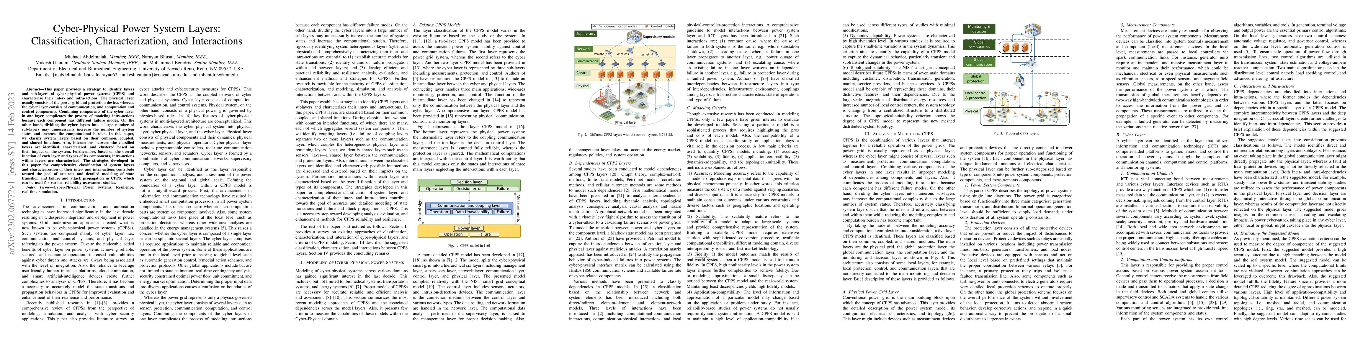 Thumbnail for Cyber-Physical Power System Layers: Classification, Characterization,
  and Interactions