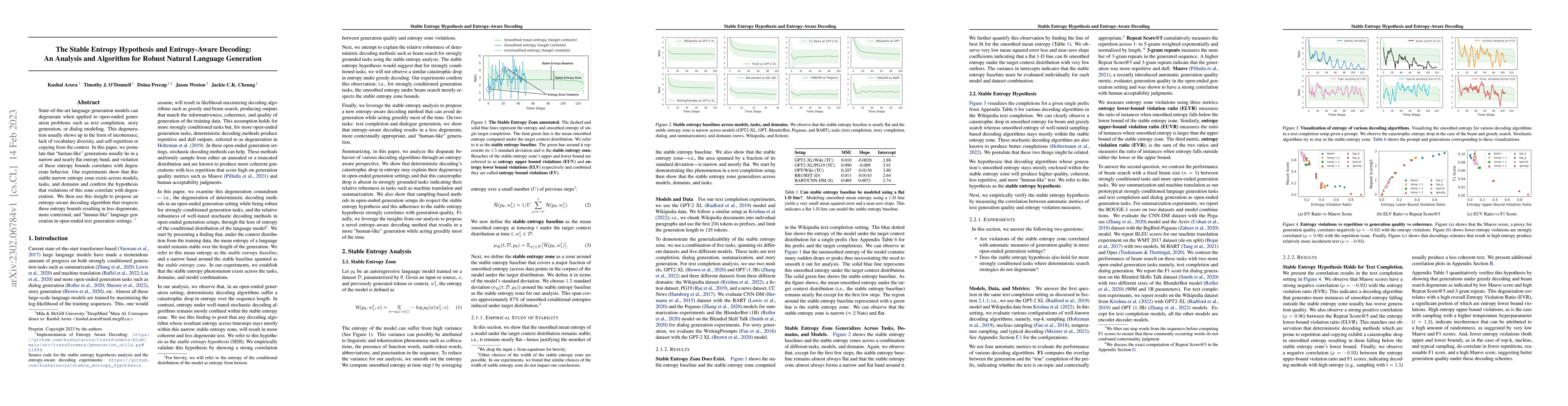 Thumbnail for The Stable Entropy Hypothesis and Entropy-Aware Decoding: An Analysis
  and Algorithm for Robust Natural Language Generation