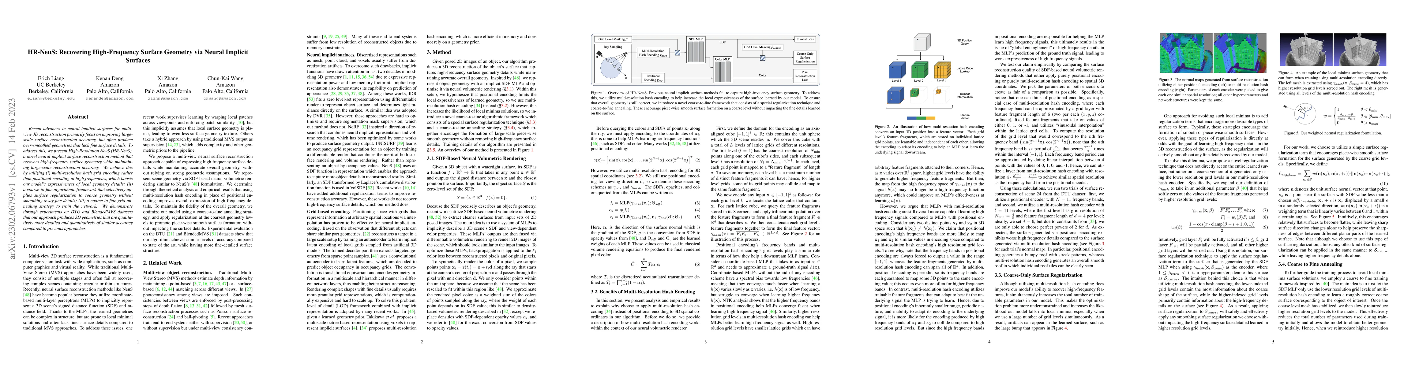 Thumbnail for HR-NeuS: Recovering High-Frequency Surface Geometry via Neural Implicit
  Surfaces