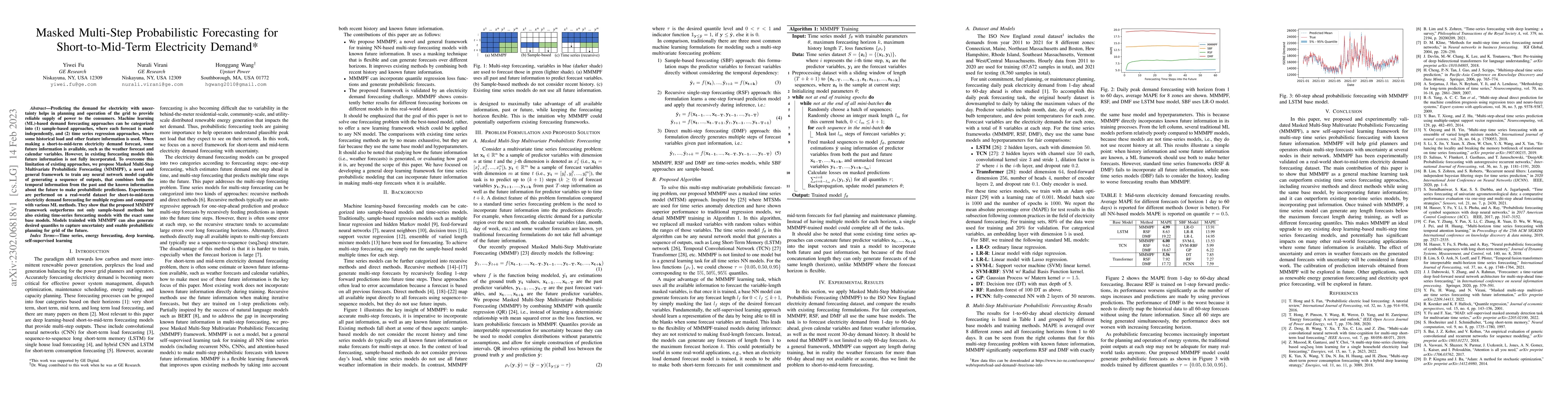 Thumbnail for Masked Multi-Step Probabilistic Forecasting for Short-to-Mid-Term
  Electricity Demand