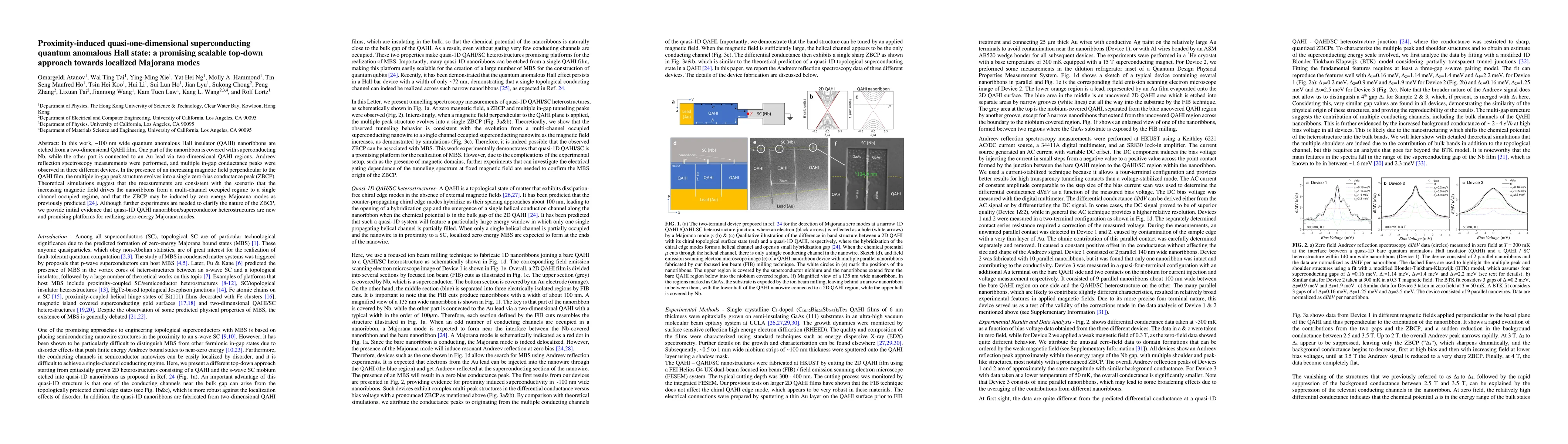 Thumbnail for Proximity-induced quasi-one-dimensional superconducting quantum
  anomalous Hall state: a promising scalable top-down approach towards
  localized Majorana modes
