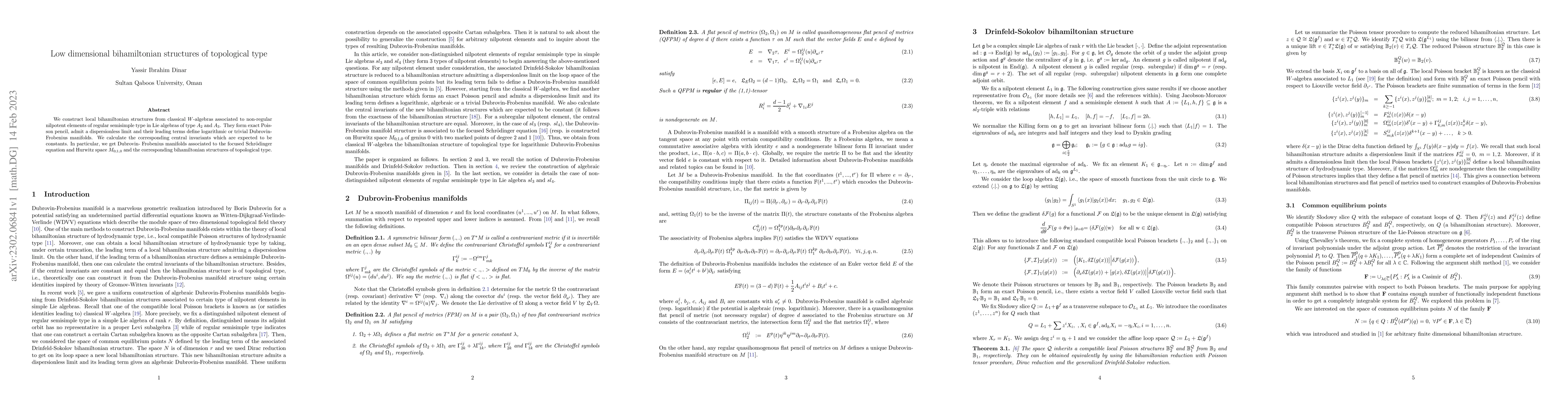 Thumbnail for Low dimensional bihamiltonian structures of topological type