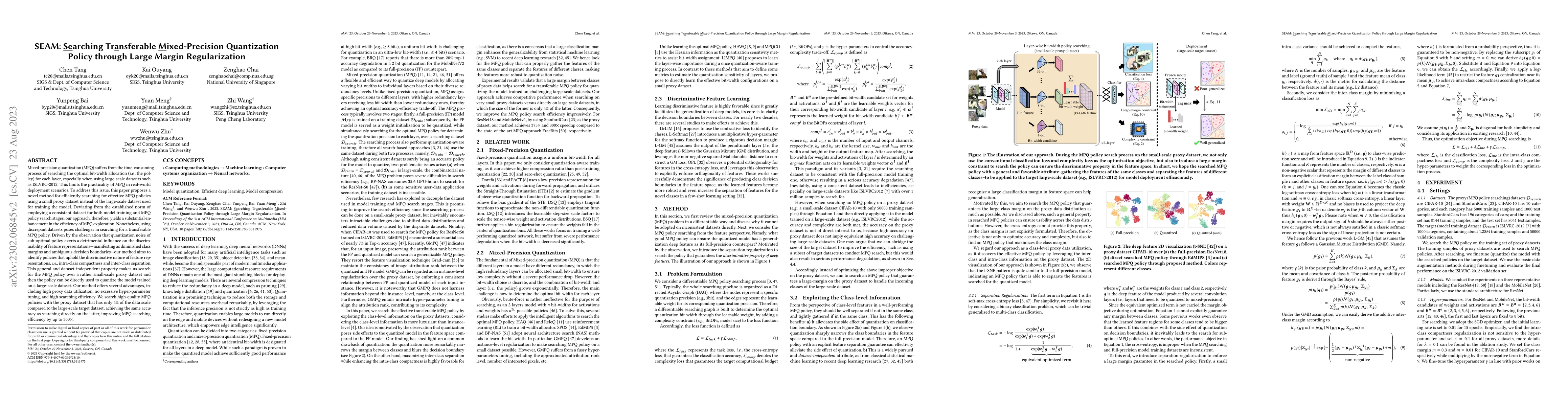 Thumbnail for SEAM: Searching Transferable Mixed-Precision Quantization Policy through
  Large Margin Regularization