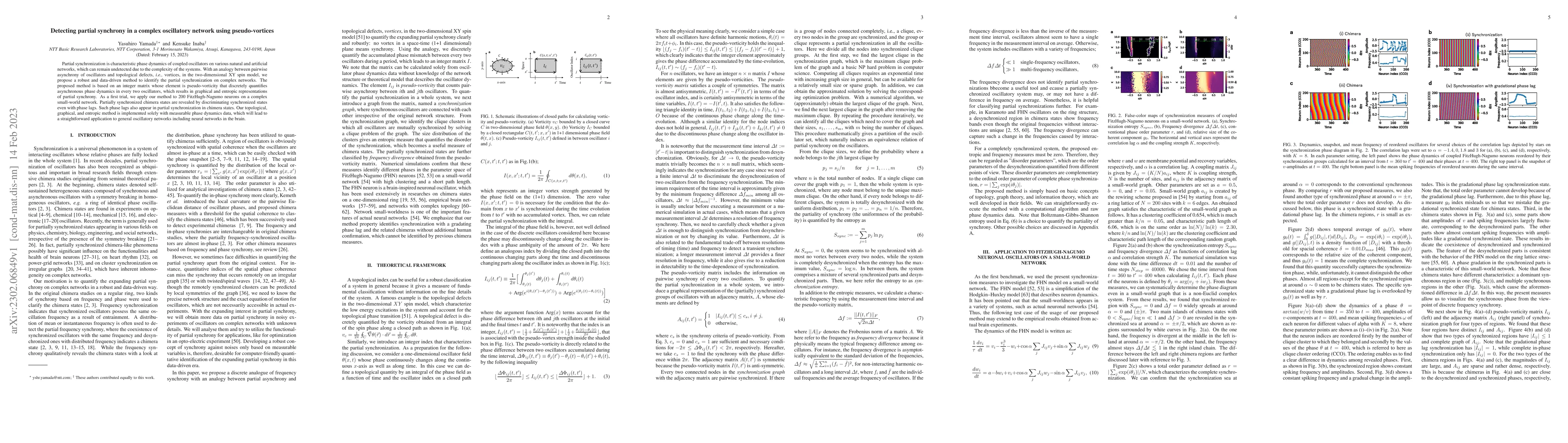 Thumbnail for Detecting partial synchrony in a complex oscillatory network using
  pseudo-vortices