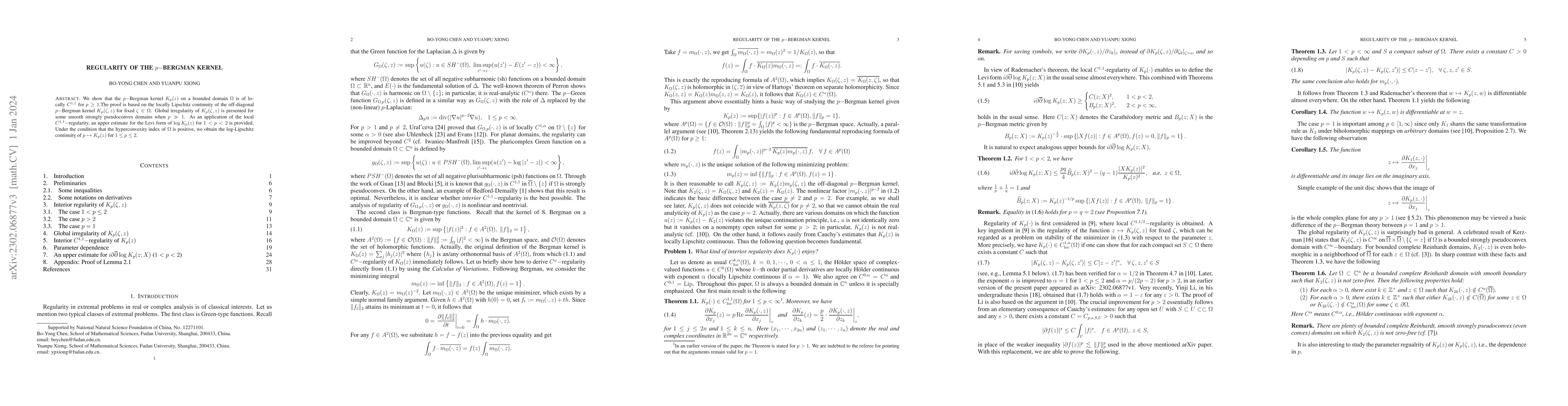 Thumbnail for Regularity of the $p-$Bergman kernel