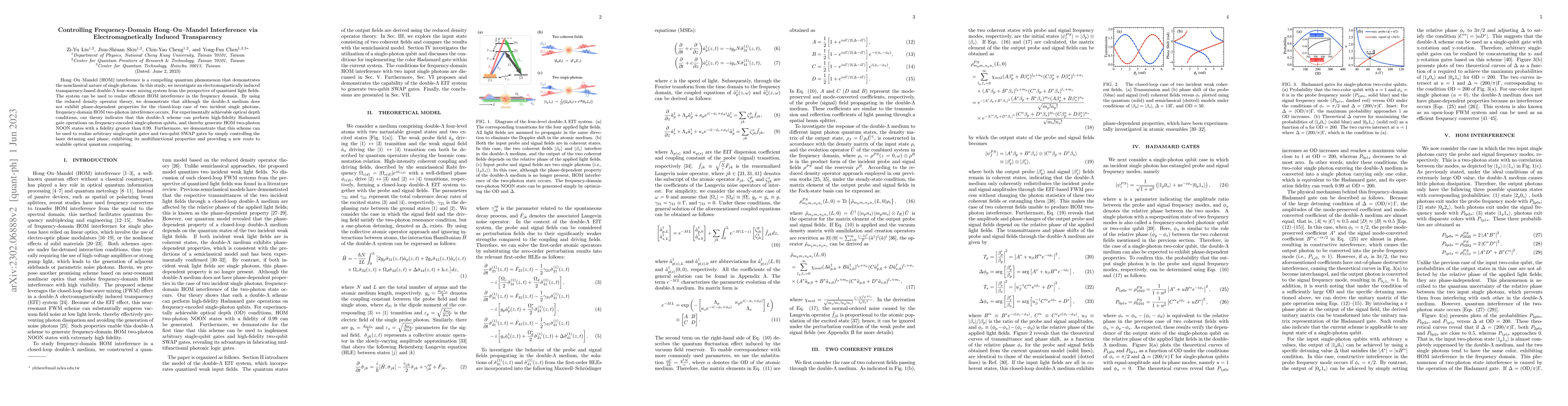 Thumbnail for Controlling Frequency-Domain Hong-Ou-Mandel Interference via
  Electromagnetically Induced Transparency