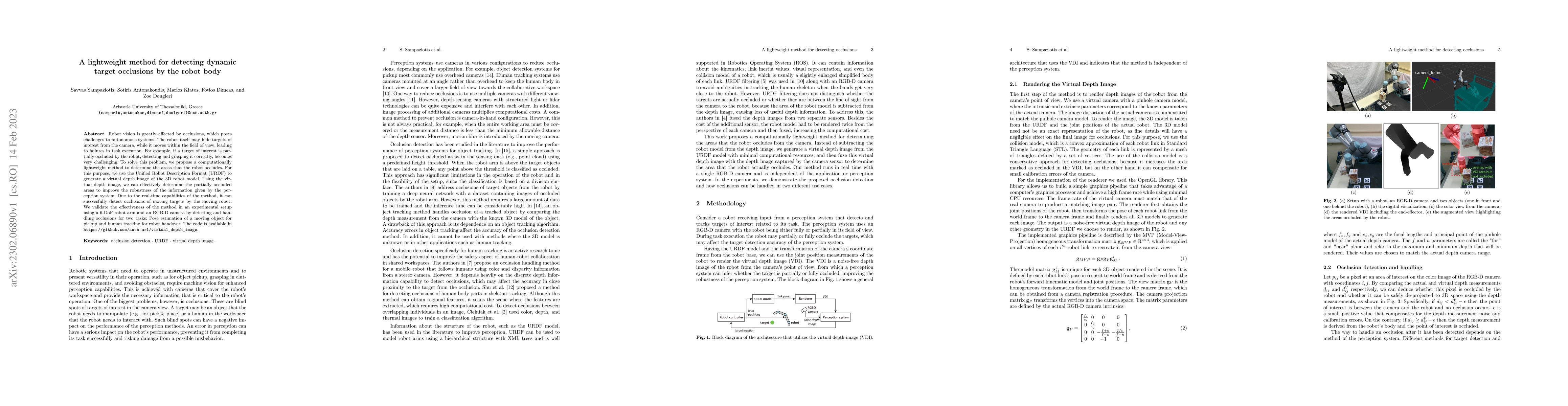 Thumbnail for A lightweight method for detecting dynamic target occlusions by the
  robot body