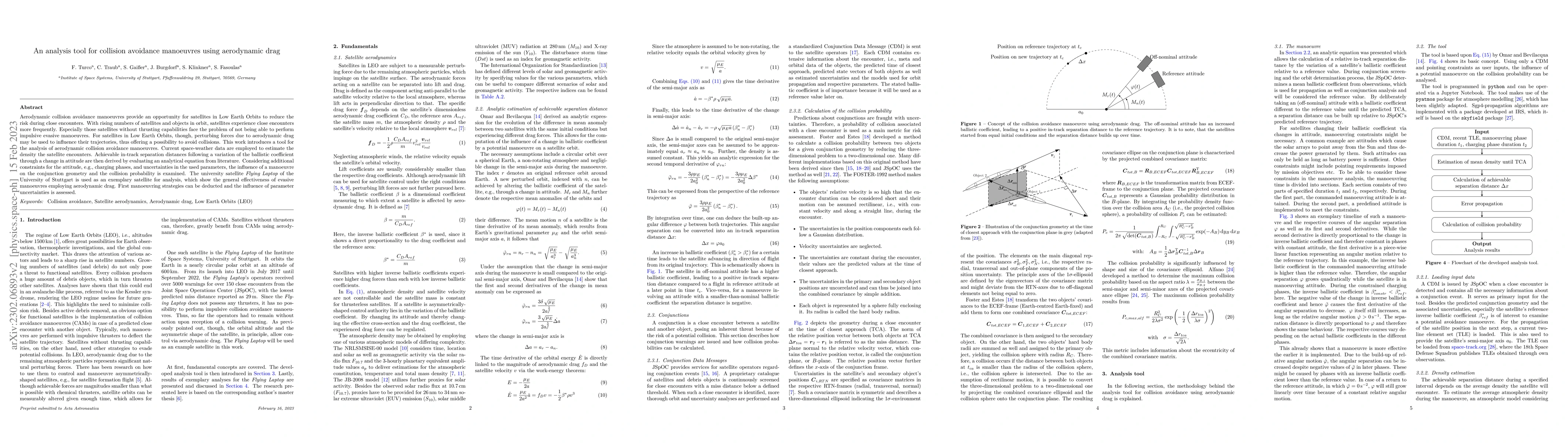 Thumbnail for An analysis tool for collision avoidance manoeuvres using aerodynamic
  drag