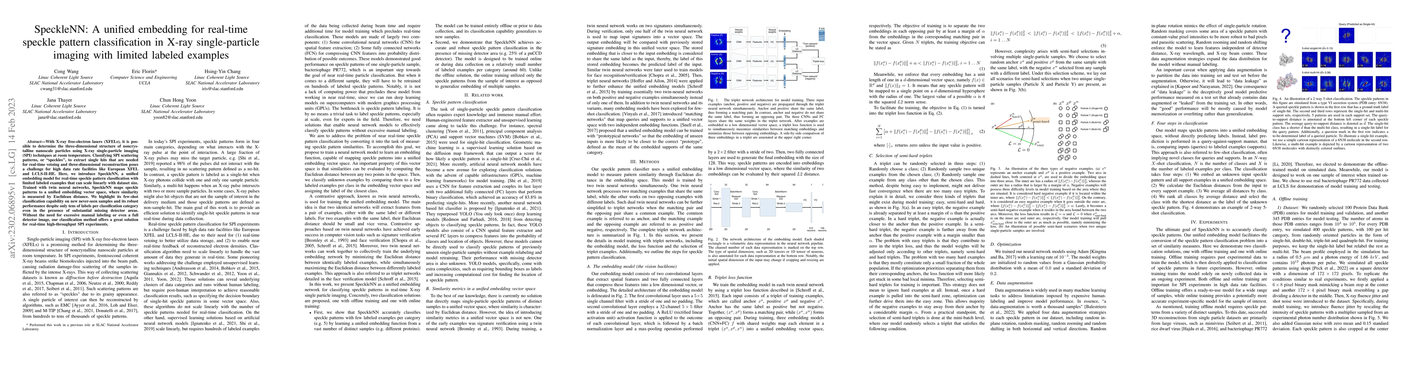Thumbnail for SpeckleNN: A unified embedding for real-time speckle pattern
  classification in X-ray single-particle imaging with limited labeled examples