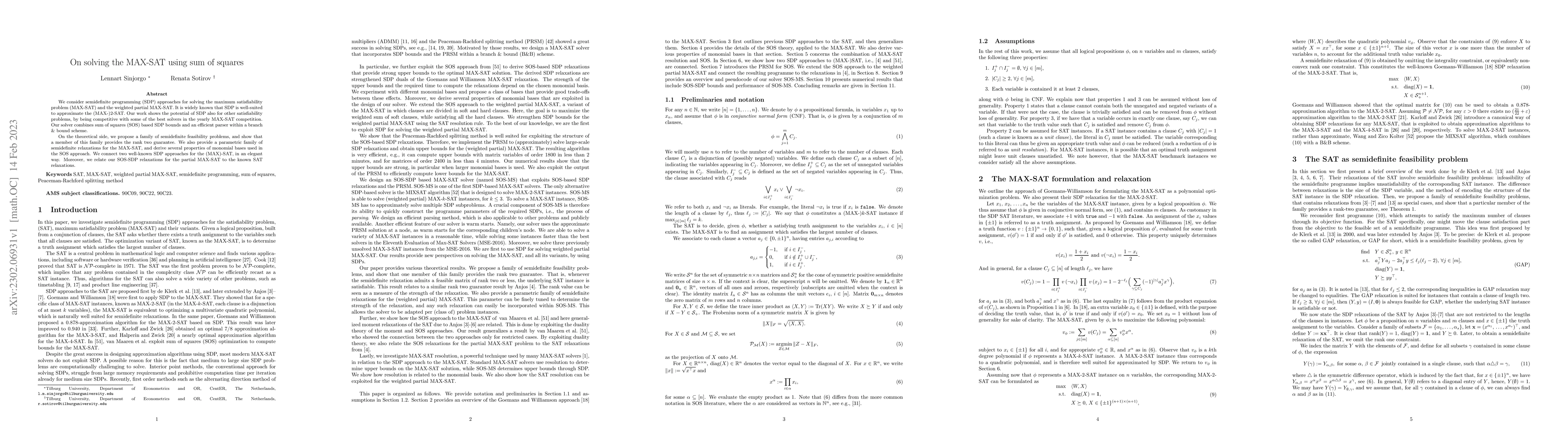 Thumbnail for On solving the MAX-SAT using sum of squares