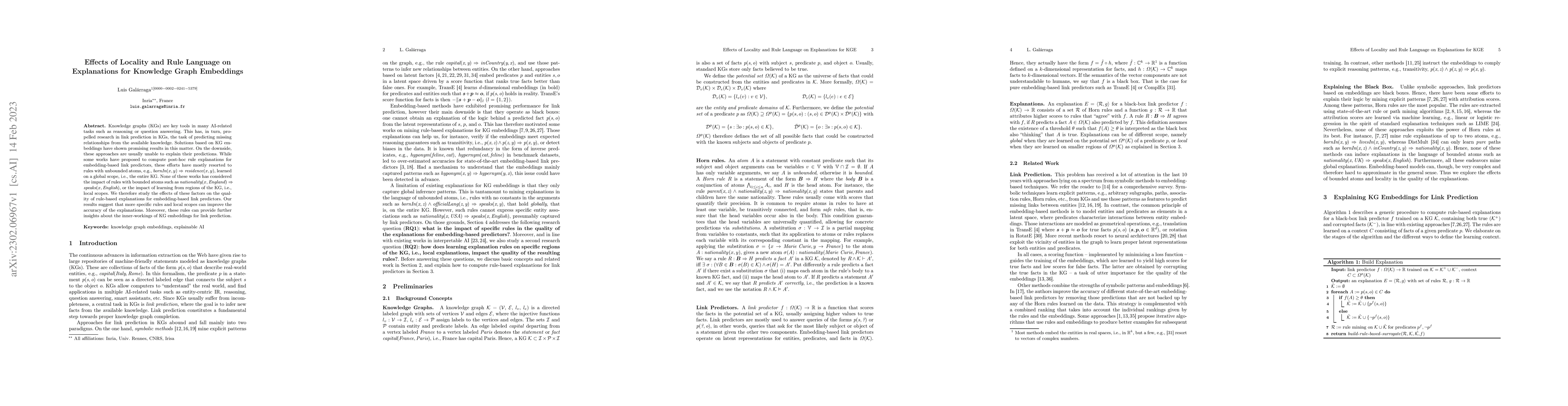 Thumbnail for Effects of Locality and Rule Language on Explanations for Knowledge
  Graph Embeddings
