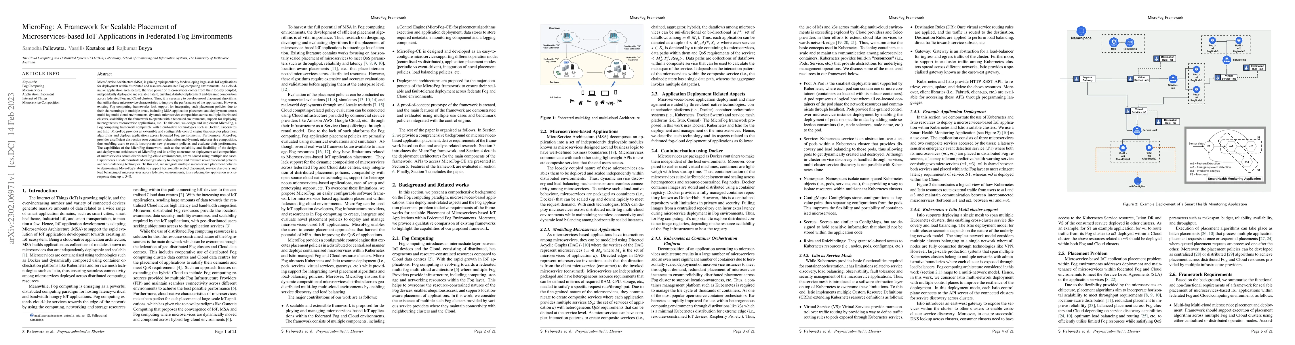 Thumbnail for MicroFog: A Framework for Scalable Placement of Microservices-based IoT
  Applications in Federated Fog Environments