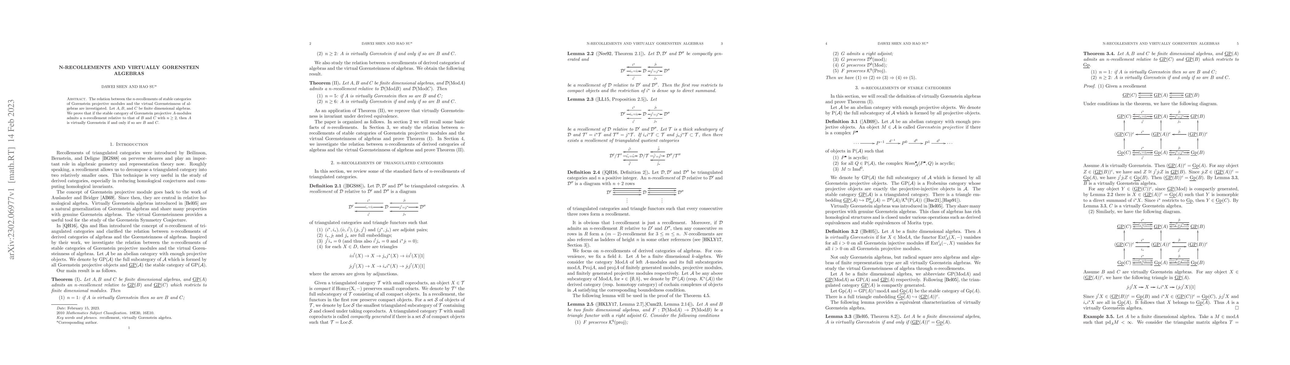 Thumbnail for N-recollements and Virtually Gorenstein Algebras