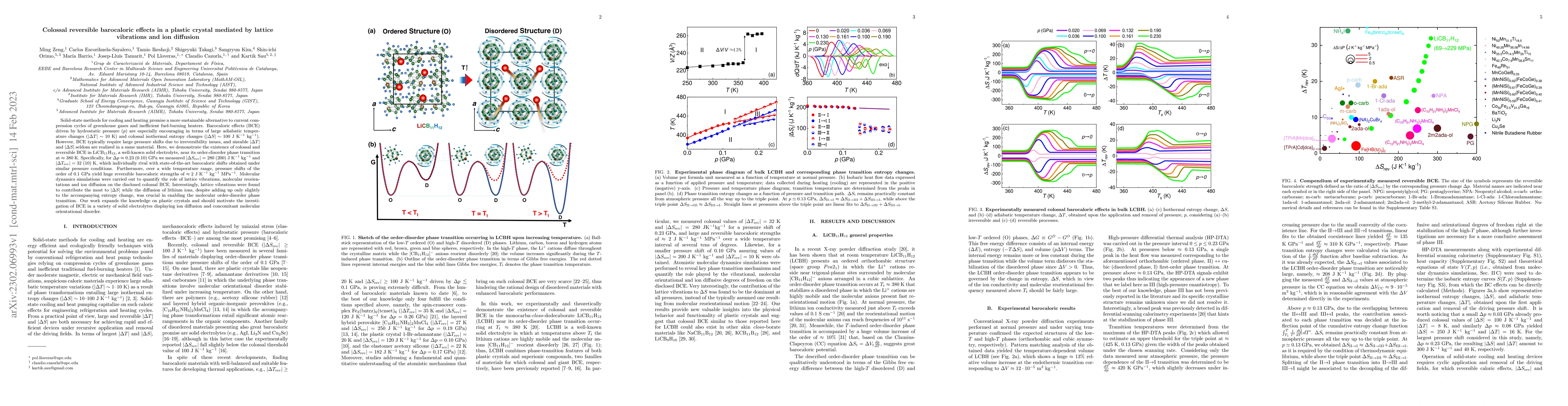 Thumbnail for Colossal reversible barocaloric effects in a plastic crystal mediated by
  lattice vibrations and ion diffusion