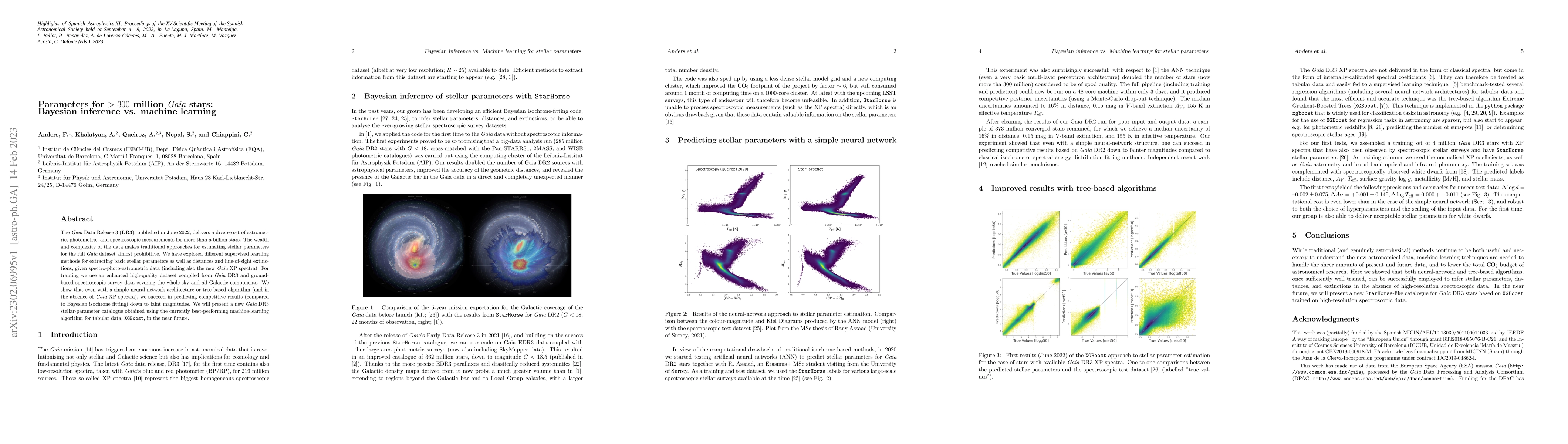 Thumbnail for Parameters for > 300 million Gaia stars: Bayesian inference vs. machine
  learning